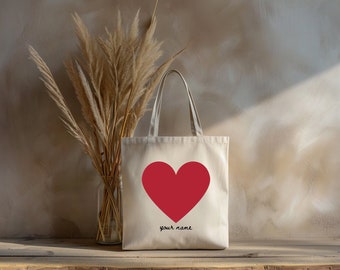 Personalized Heart Tote Bag