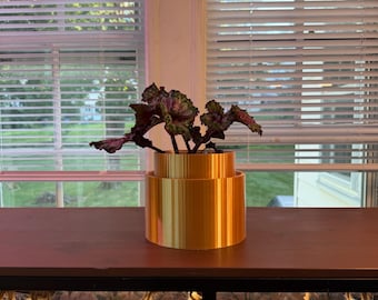 Zelfwaterende plantenbak van 12,7 cm breed | Verticale ribbels met textuur, transparante inzet, bijzondere plantenpot