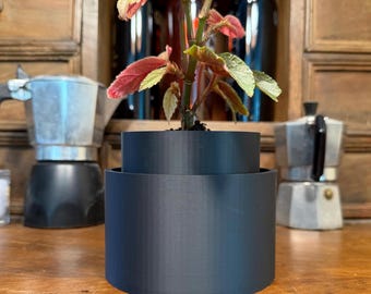 Zelfwaterende plantenbak met optioneel 10 cm breed transparant inzetstuk | Art Deco pot met matte geribbelde textuur voor zeldzame planten en semi-hydroponische beplanting