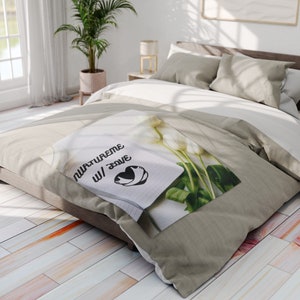 NurtureMe With Love Throw Blanket, Winter Snuggle Fleece Bedding, Cozy Arctic Sofa Blanket, Christmas Gift for Her, Soft Warm Home Decor,