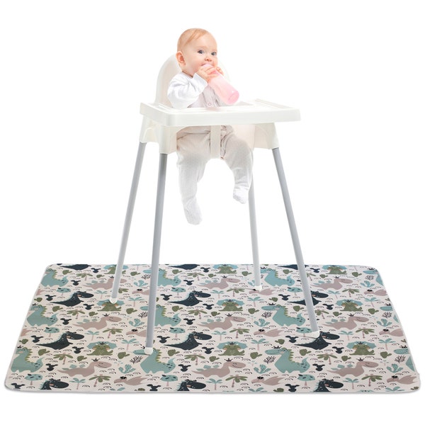 Floor Mat for Under High Chair, Baby Splat Mat, Washable Waterproof Portable.  Anti slip mat, large 51 inches x 51 inches