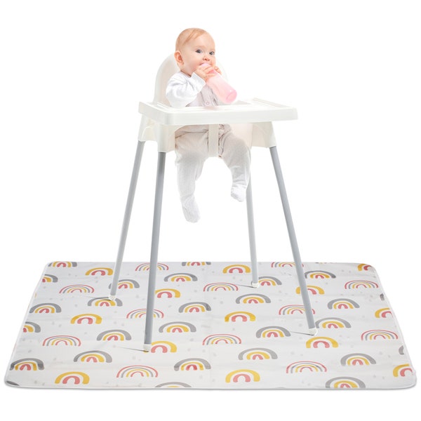 Floor Mat for Under High Chair, Baby Splat Mat. Washable, Waterproof Portable Anti-Slip Mat. Large mat 51 inches x 51 inches