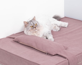 Personalized Corduroy Pet Bed with Removable Headrest & Washable Cover