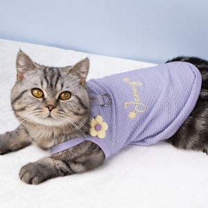 Personalized Purple Dog Shirt: Embroidered Name, Summer Pet Clothes