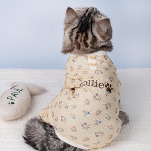 Personalized Dog Clothes Pet Pajamas with Name Embroidered Cat Cloths Cotton Dog Sleepwear Cozy Puppy Pajamas Custom Cat Cloths Gift for Pet