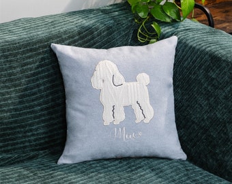 Personalized Dog Pillow with Embroidered Dog Silhouette Pillow for Pet Memorial Pillow with Name Custom Dog Pillow Luxury for Dog Owner Gift