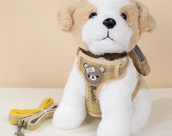 Personalized Puppy Harness with Backpack & Leash, Custom Small Dog Travel Carrier