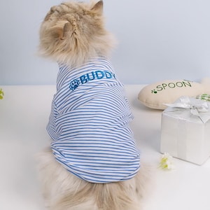 Personalized Striped Dog T-shirt | Embroidered Pet Name Apparel