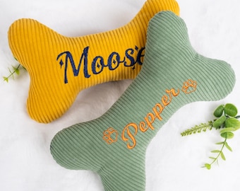 Personalized Embroidered Dog Bone Toy with Squeaker – Custom Pet Accessory