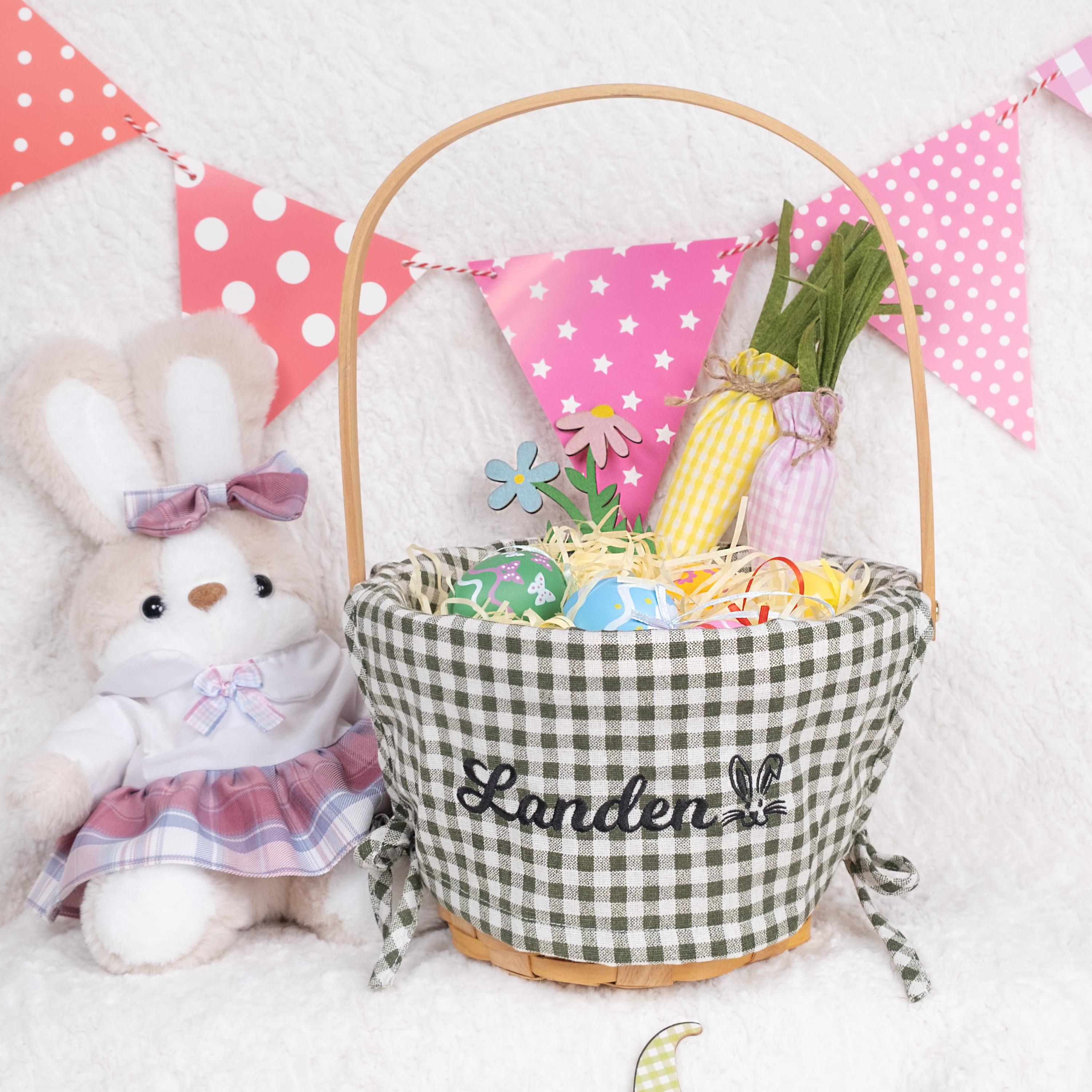 Easter Basket Personalized Easter Basket for Kids Embroidered Name Easter Basket Custom Baby Easter Basket Liner for Boy Girls Easter Decor