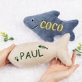 Cat Toys Personalized Kitten Toy Fish Shape with Name Embroidered for Kitten Toy Cat Birthday gifts with Custom Name Christmas Gifts for Cat