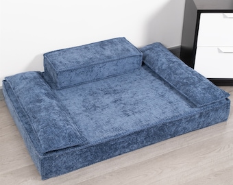 Personalized Pet Bed with Pillow Modern Pet Bed for Large Dog Bed with 4in Foam Pet Furniture Custom Dog Bed for Puppy Gifts for Pet Parents