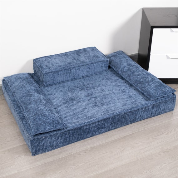 Personalized Pet Bed with Pillow Modern Pet Bed for Large Dog Bed with 4in Foam Pet Furniture Custom Dog Bed for Puppy Gifts for Pet Parents
