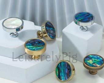 Pomelli per cassettiere in conchiglia di abalone: maniglie per mobili da cucina verdi e bianche