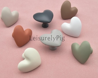 Colorful Heart Drawer Knobs: White Orange Gray Green Blue Kids Cabinet knob