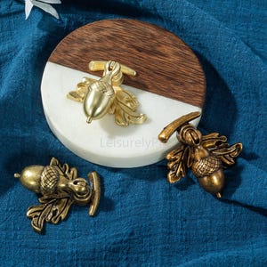 Vintage lådhandtag: Acorn skåpknopp - Guld, Antikmässing, Brons - Heminredning