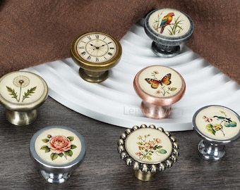 Pomelli per cassetti floreali fatti a mano, maniglie per armadi e cassettiere a forma di uccello e farfalla, accessori per mobili vintage fai da te