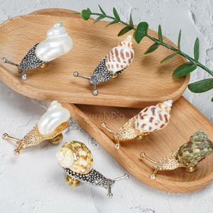 Tiradores de armario con forma de caracol y concha marina natural, tiradores de cajón de estilo costero, tiradores de cómoda, herrajes decorativos náuticos originales.