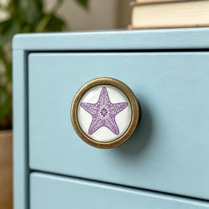 Handmade Starfish Cabinet Knobs: Vintage Coastal Ocean Drawer Pull, Nautical Beach House Decor