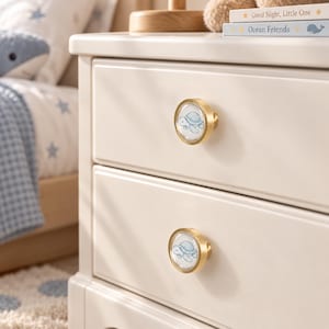 Tiradores de latón macizo con temática playera para cajones infantiles, herrajes para armarios de estilo costero, tiradores para cómodas de guardería. imagen 13