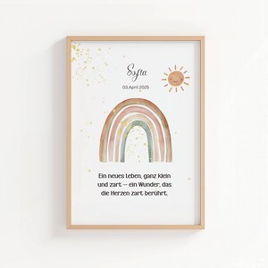 Personalisiertes Taufgedicht Poster, Regenbogen und Sonne, Taufmotto für Babys, Geschenk zur Geburt & Taufe, Boho Babyzimmer Dekoration