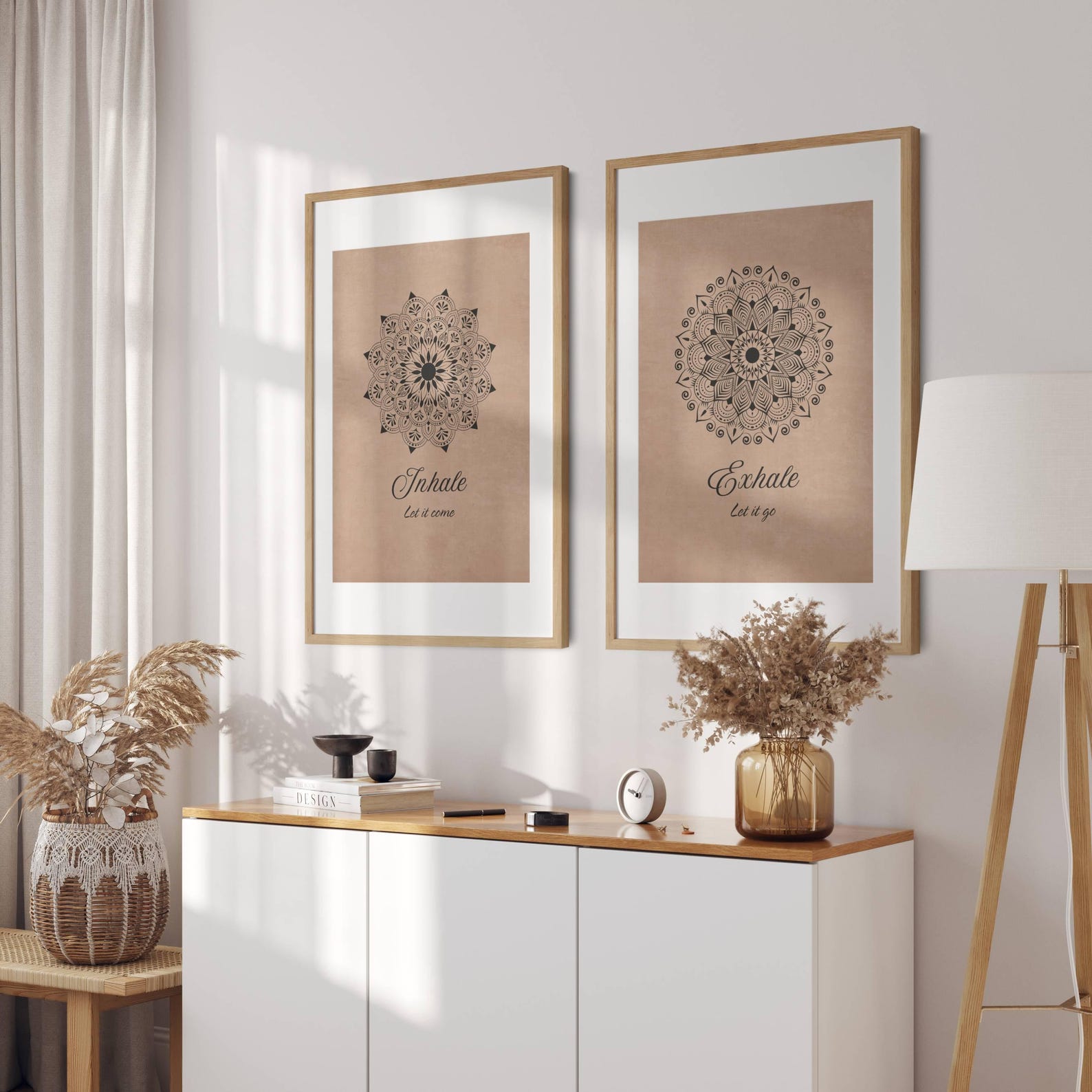 Mandala Meditation Print Set, Inhale Exhale, Boho Decor (digital ...