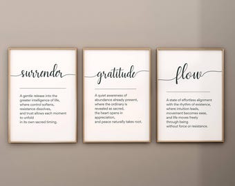 Surrender & Dankbarkeit Flow Definition druckbare Kunst, spirituelles Wohndekor, digitaler Download