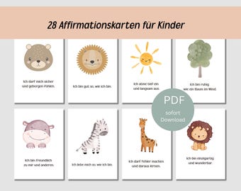 Affirmationskarten für Jungen zum Ausdrucken, Positive Selbstliebe & Achtsamkeit, Kinder Karten Deutsch, Geschenkidee, Digitaler Download