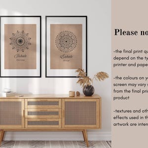 Mandala Meditation Print Set, Inhale Exhale, Boho Decor (digital ...