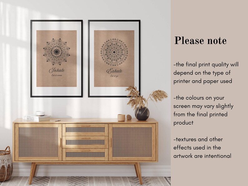 Mandala Meditation Print Set, Inhale Exhale, Boho Decor (digital ...