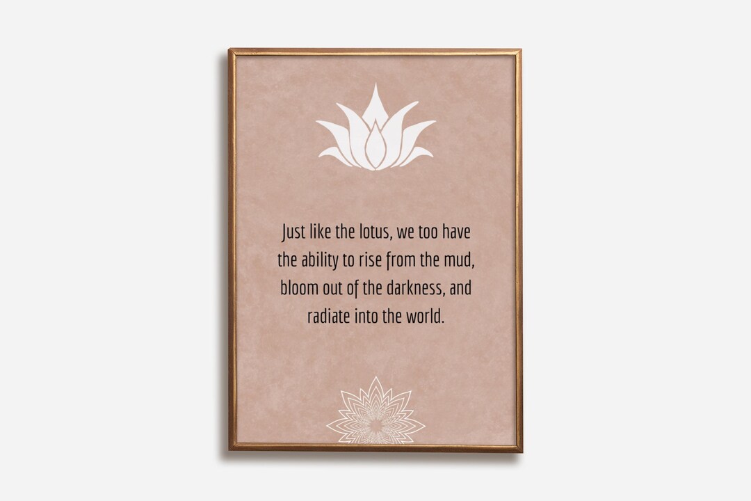 Lotus Flower Inspirational Quote Print – Meditation Room Art (digital ...