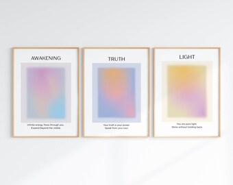 Aura Print Set of 3, Gradient Spiritual Posters (Digital Download)
