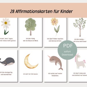 Ausdruckbaren Affirmationskarten für Mädchen, Positive Selbstliebe & Achtsamkeit, Kinder Karten Deutsch, Geschenkidee, Digitaler Download