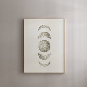 Fasi lunari stampabili, arte murale, acquerello boho luna, stampa artistica moderna di metà secolo, arte celeste, download digitale