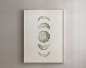 Moon Phases Printable Wall Art, Watercolour Celestial Print, Digital Download
