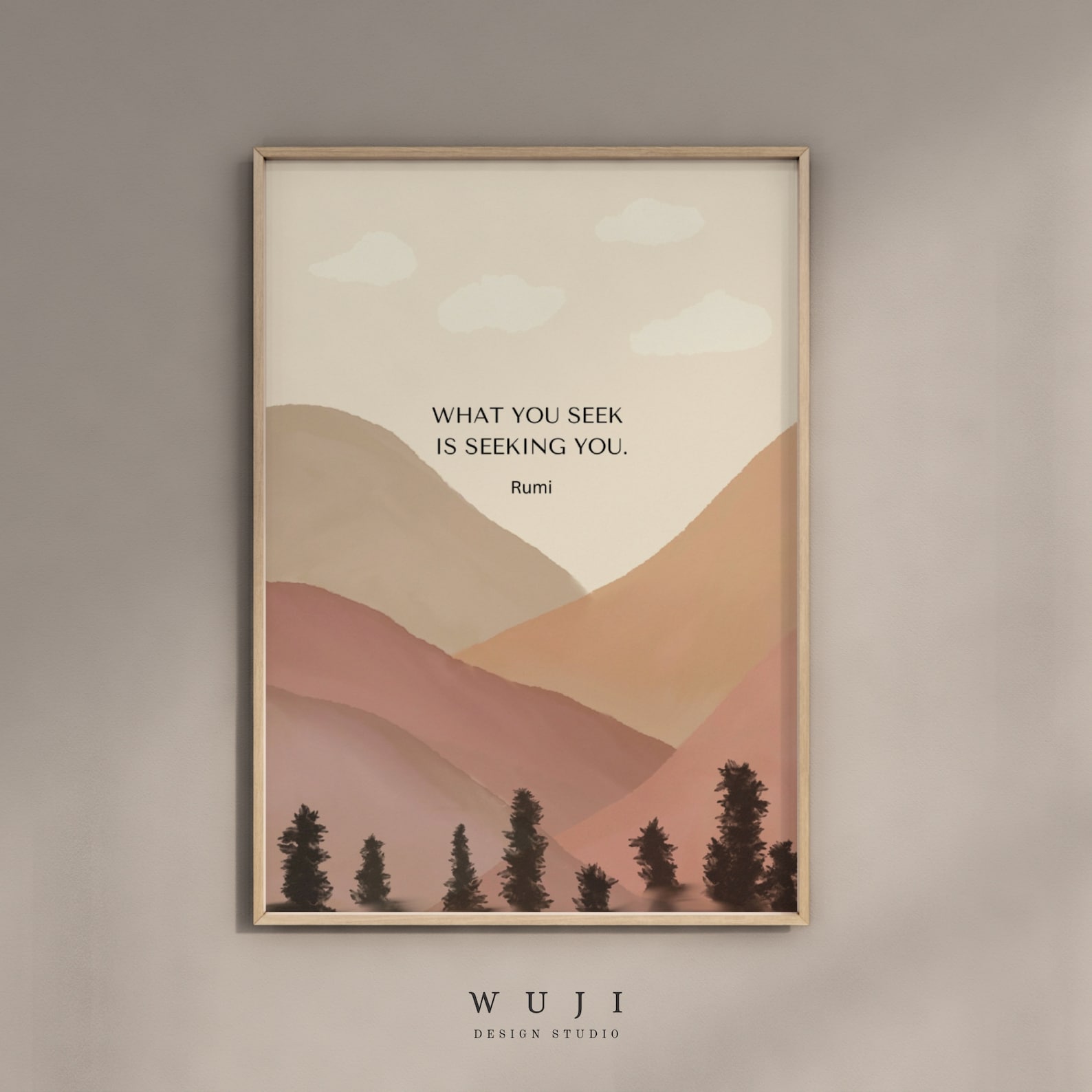 Rumi Quotes Landscape Printable Wall Art , Watercolour Scenery Mountain ...