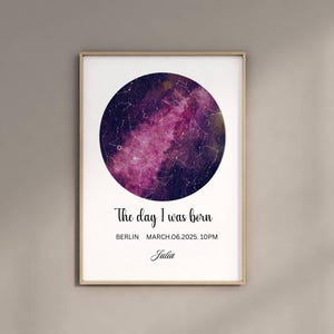 Personalisierte Aquarell Sternzeichen Karte Wandbild, Benutzerdefinierte Sternzeichen Druck, Galaxy Astrologie Geburtstagsgeschenk druckbar, Kinderzimmer Dekor