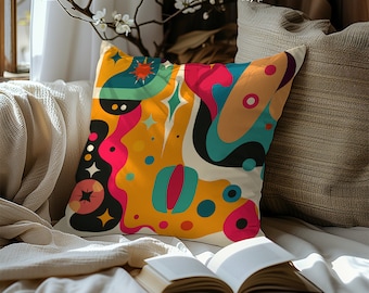 Mid Century Modern Pillow: Abstract Boho Decor, 16"x16"