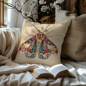 Delta Moth Pillow: Fairycore Cottagecore Botanical Decor