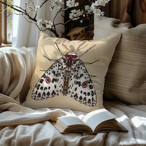 Savannah Moth Pillow: William Morris Botanical Cottagecore Decor