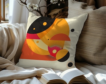 Mid Century Modern Abstract Pillow: Colorful Retro Decor (16" x 16")