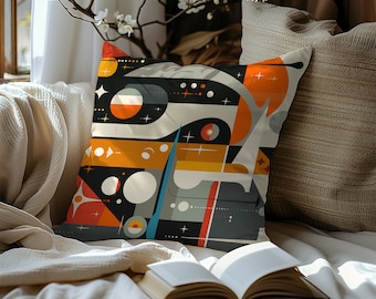 Mid Century Modern Pillow: Abstract Retro Decor, 16" x 16"
