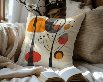 Mid Century Modern Pillow: Boho Abstract Art Decor