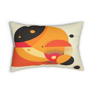 Mid Century Abstract Modern Pillow, Lumbar Pillow, Living Bed Room Decor, 14&quot; x 20&quot;