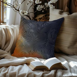 Modern Abstract Wave Pillow, Fine Weave Fabric Super Soft and Comfortable, Decorative Pillow, Living Room Decor, 16&quot; x 16&quot;
