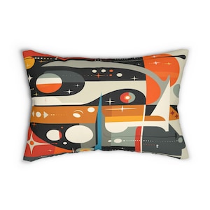 Mid Century Modern Lumbar Pillow, Colorful Pillow, Living Bed Room Decor, 14&quot; x 20&quot;