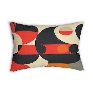 Mid Century Abstract Modern Pillow, Lumbar Pillow, Living Bed Room Decor, 14&quot; x 20&quot;