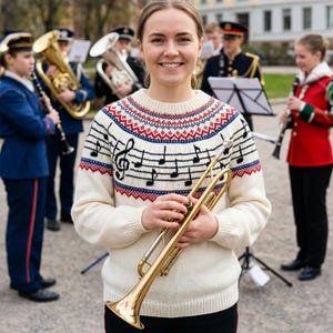 Patrón de tejido para suéter de banda de música/banda de metales