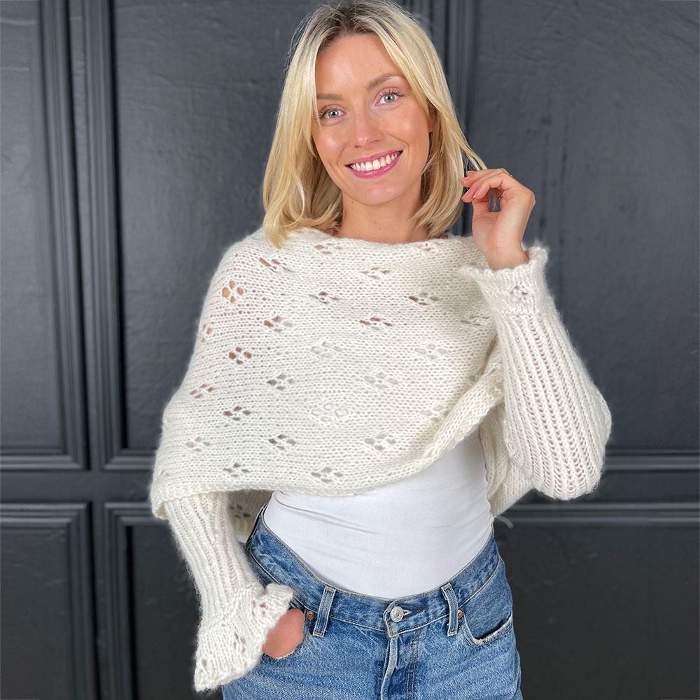 Eyelet sweater scarf knitting pattern