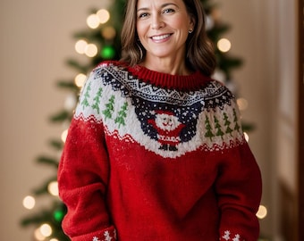 Merry christmas santa sweater knitting pattern